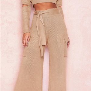 Rib Knit Wide Leg Trousers
